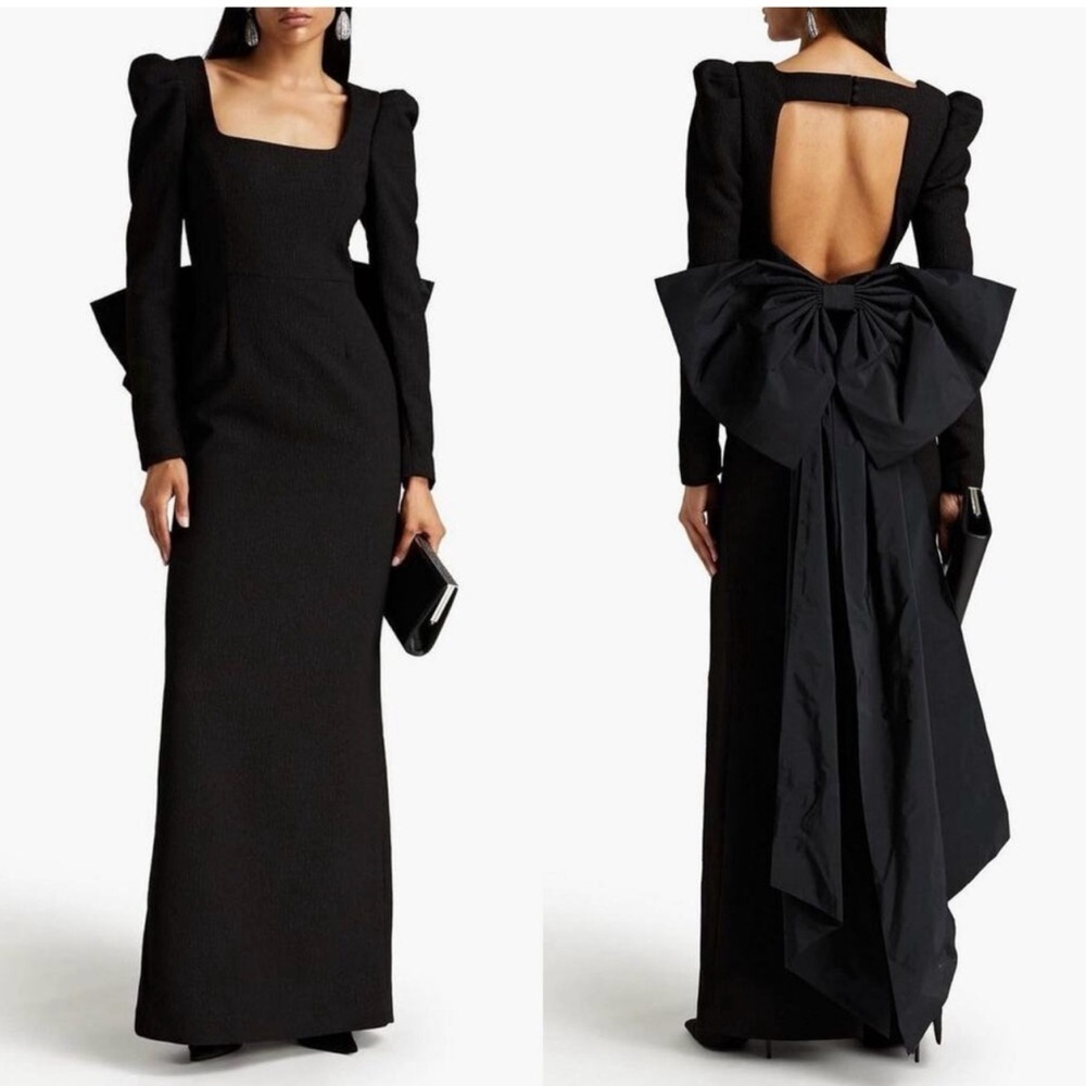 Rebecca Vallance Monique Open Back Tie Detail Maxi Black Gown Size 4 - Picture 3 of 10